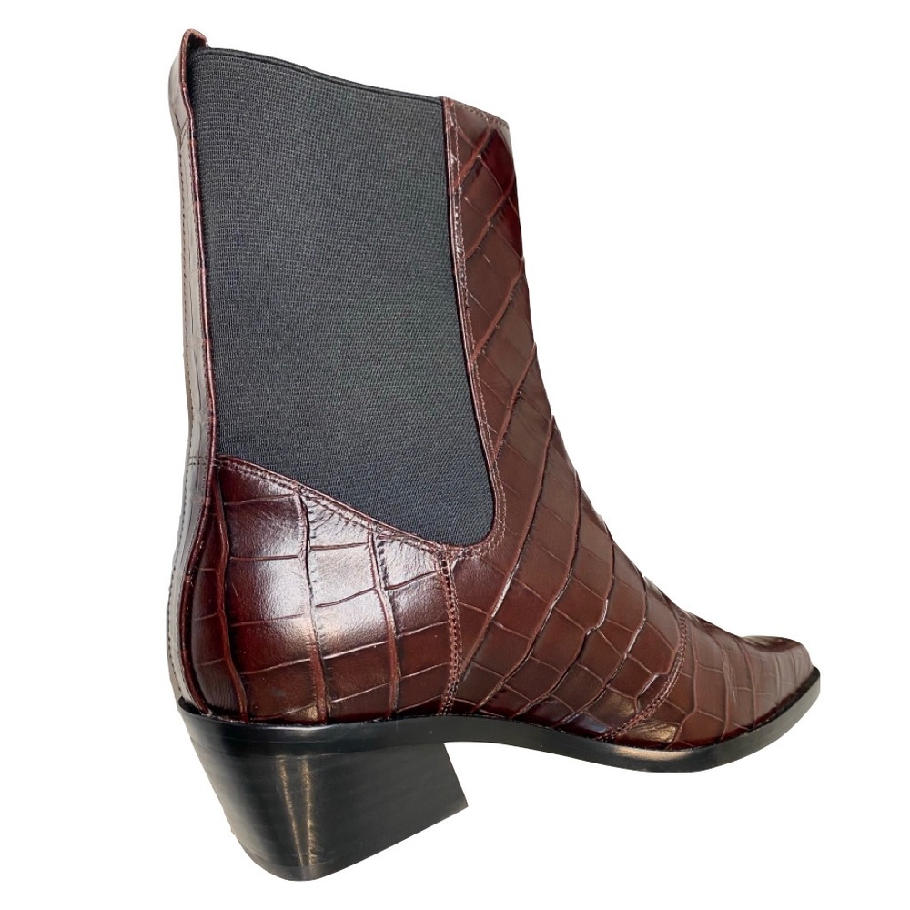 Nordstrom Women’s Ainsley2 Embossed Leather Chelsea Western Boot Brown Size 9.5 - Picture 7 of 14